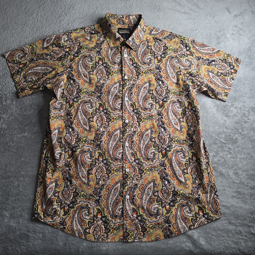 NWT Cremieux Shirt Mens XLT Multicolor Paisley Short Sleeve Button Up XL TALL